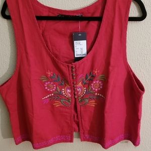 Gudrun Sjoden Embroidered Red Vest